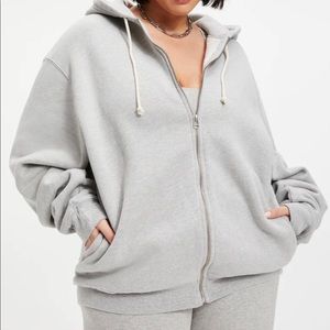 Good American boyfriend zip hoodie in gray size 4